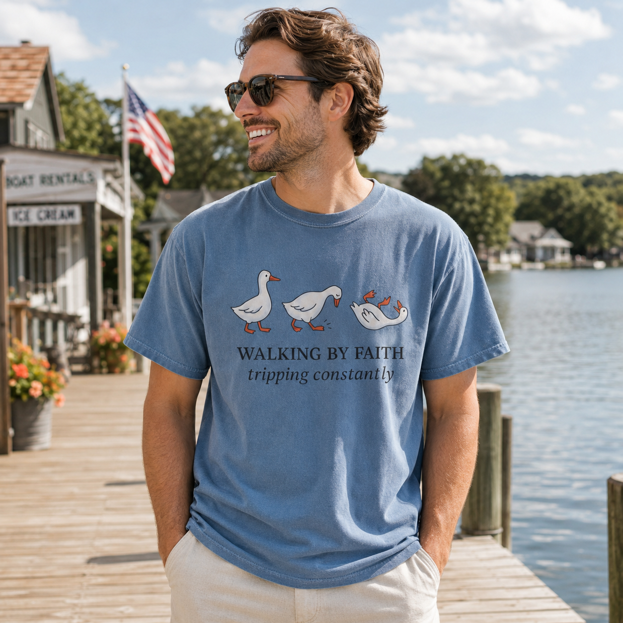 Walking By Faith Tripping Constantly Comfort Colors Tee