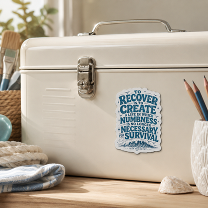 To Recover Is To Create quote Die-Cut Magnet