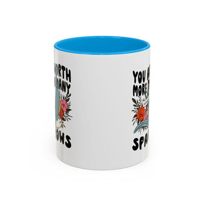 You Are Worth More Than Many Sparrows Mug — Inspirational Floral Sparrow Coffee Mug (11oz/15oz)
