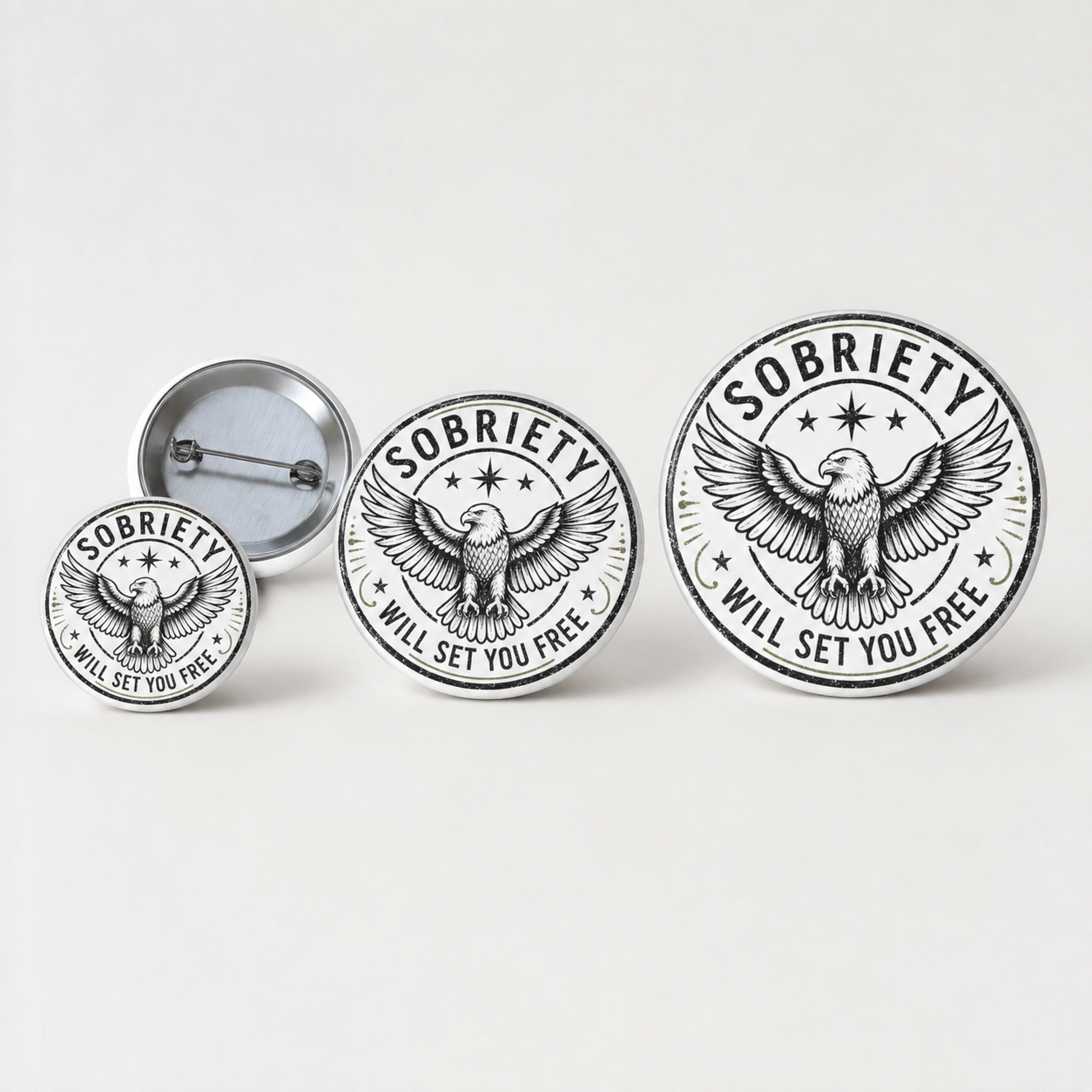 Sobriety Will Set You Free Button Pin