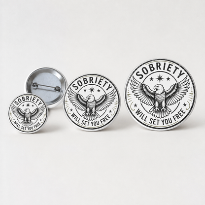 Sobriety Will Set You Free Button Pin