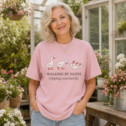 Walking By Faith Tripping Constantly Comfort Colors Tee
