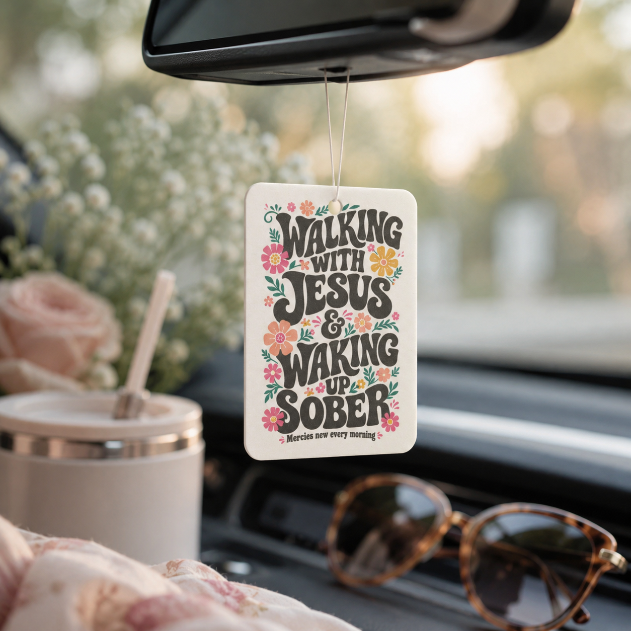 Walking With Jesus & Waking Up Sober Car Air Freshener