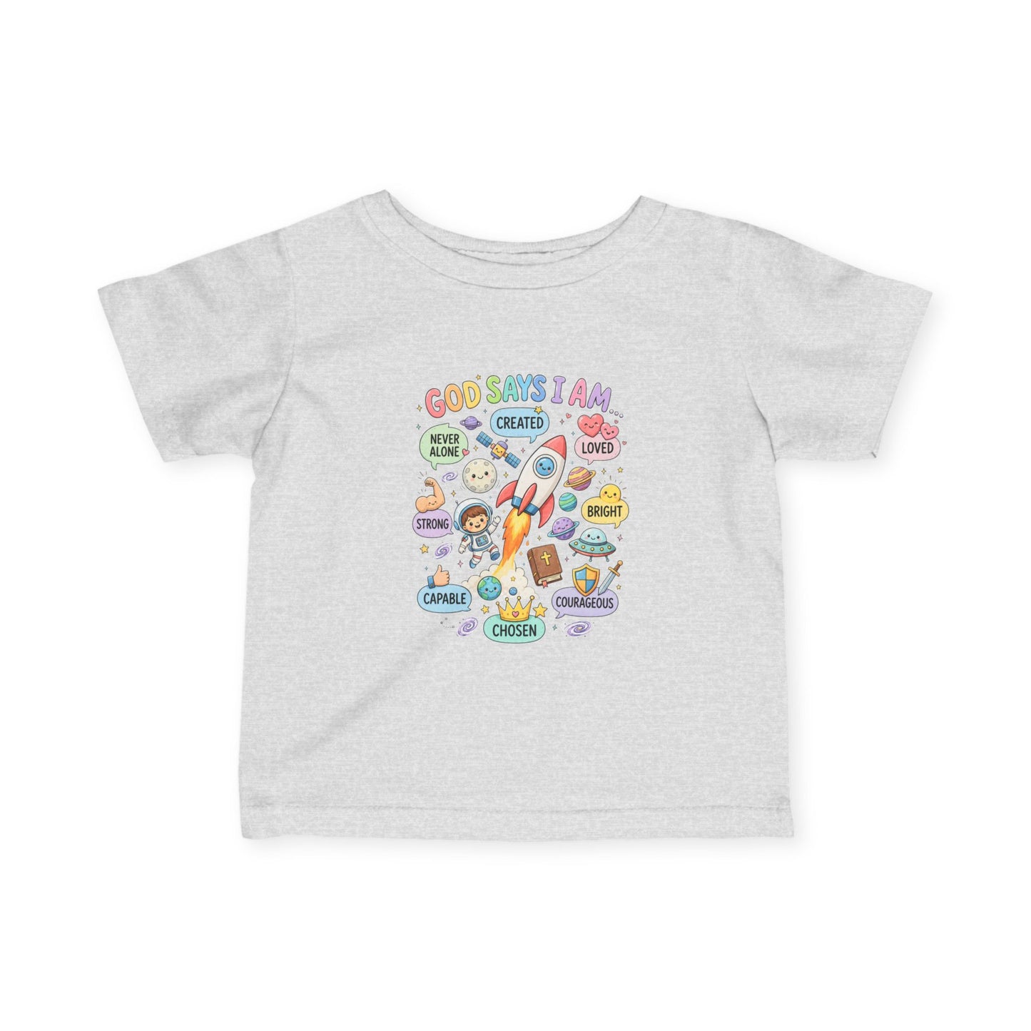 Infant Tee — "God Says I Am" Christian Baby T‑Shirt with Positive Affirmations