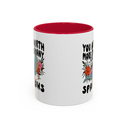 You Are Worth More Than Many Sparrows Mug — Inspirational Floral Sparrow Coffee Mug (11oz/15oz)