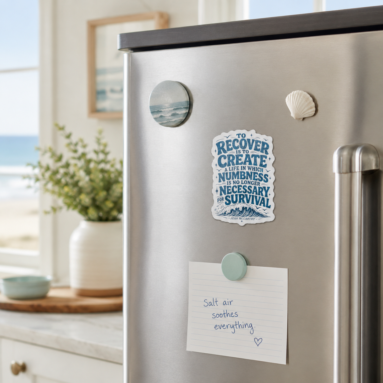 To Recover Is To Create quote Die-Cut Magnet
