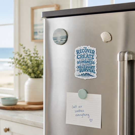 To Recover Is To Create quote Die-Cut Magnet