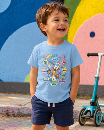 God Says I Am Toddler Tee