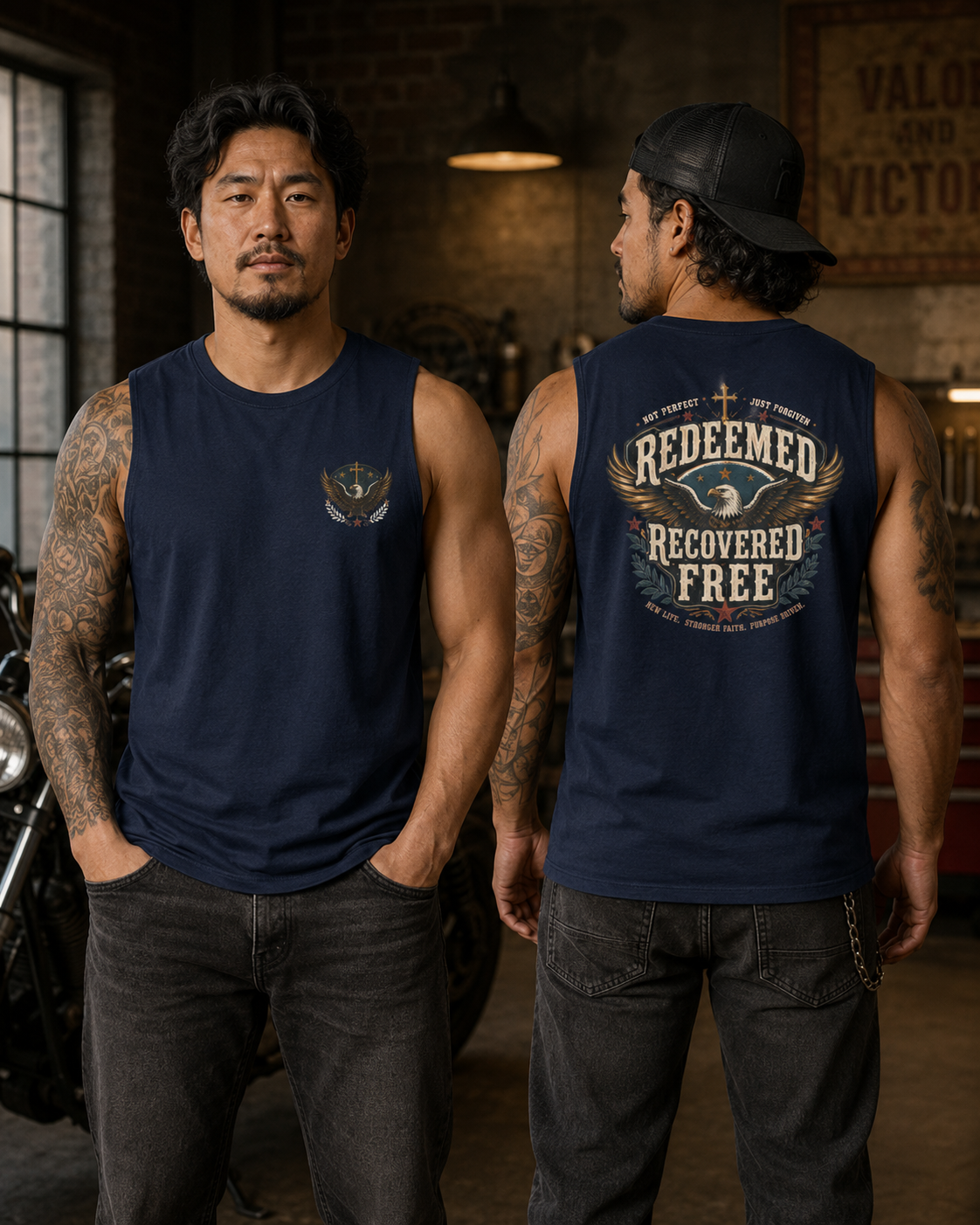 Redeemed, Recovered, Free Men’s Muscle Tank