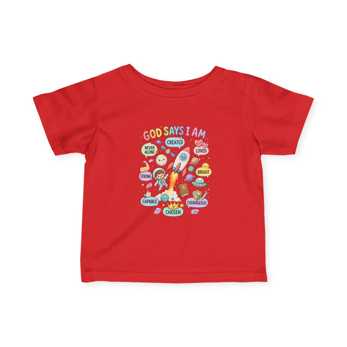 Infant Tee — "God Says I Am" Christian Baby T‑Shirt with Positive Affirmations