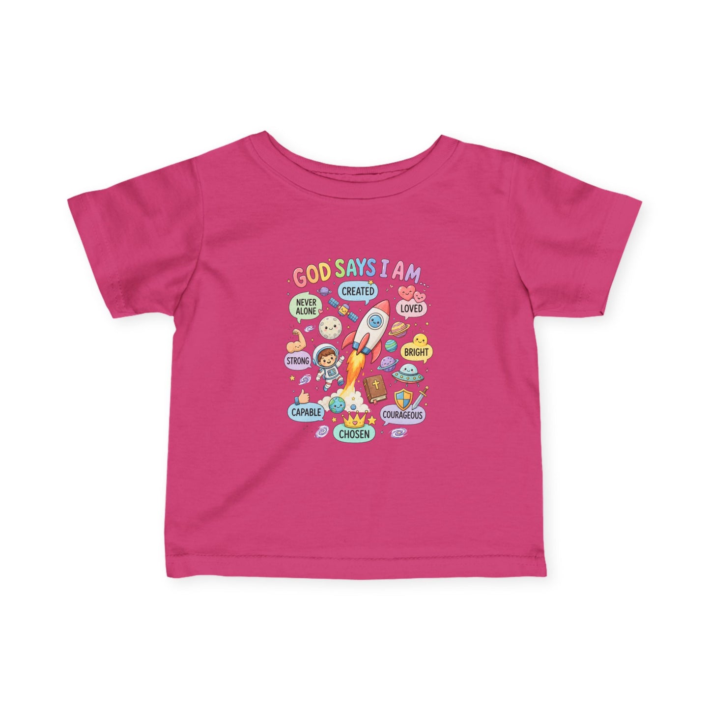 Infant Tee — "God Says I Am" Christian Baby T‑Shirt with Positive Affirmations