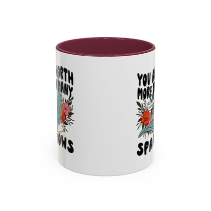 You Are Worth More Than Many Sparrows Mug — Inspirational Floral Sparrow Coffee Mug (11oz/15oz)