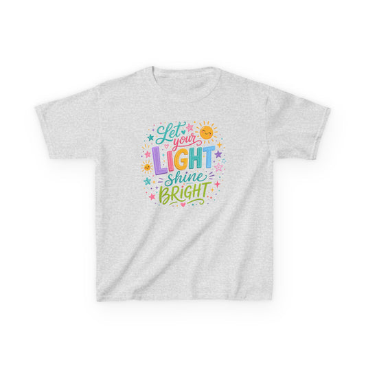 Kids Tee — "Let Your Light Shine Bright" Colorful Inspirational Shirt