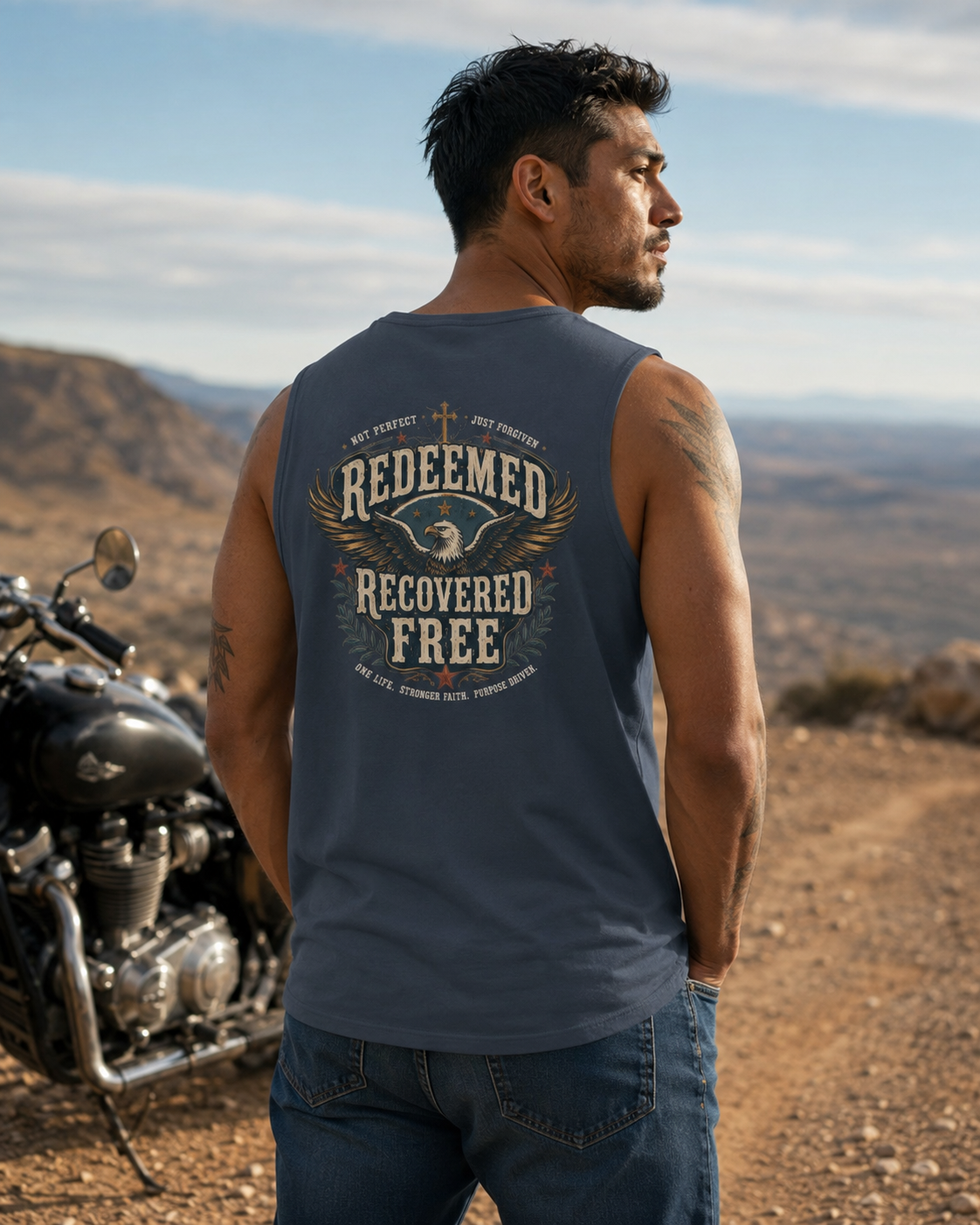 Redeemed, Recovered, Free Men’s Muscle Tank