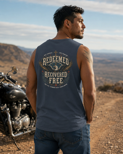 Redeemed, Recovered, Free Men’s Muscle Tank