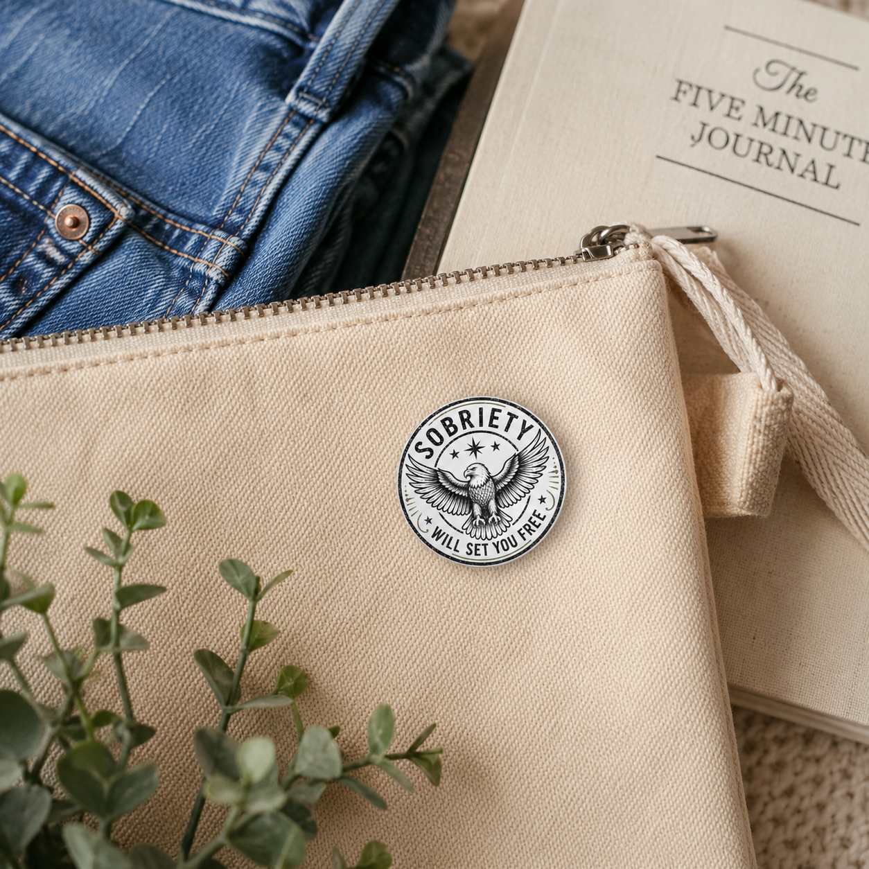 Sobriety Will Set You Free Button Pin