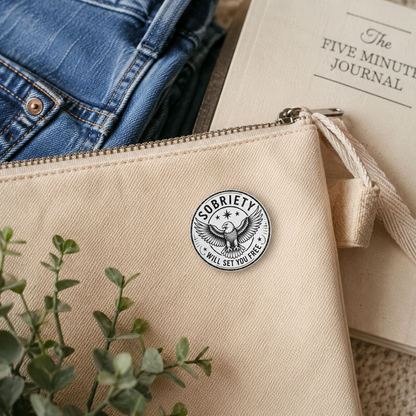 Sobriety Will Set You Free Button Pin