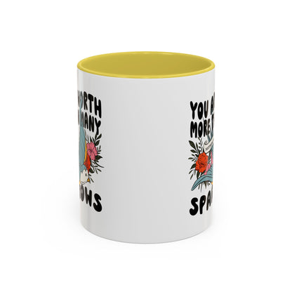 You Are Worth More Than Many Sparrows Mug — Inspirational Floral Sparrow Coffee Mug (11oz/15oz)