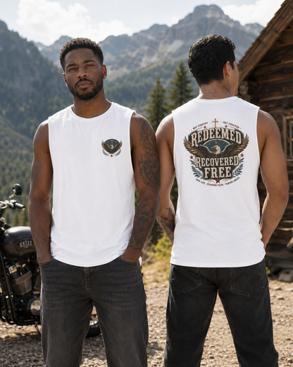 Redeemed, Recovered, Free Men’s Muscle Tank