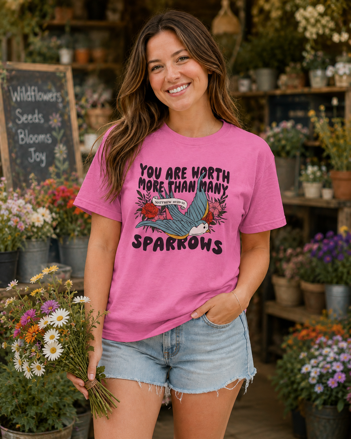 You Are Worth More Than Many Sparrows Christian T-Shirt | Matthew 10:29–31