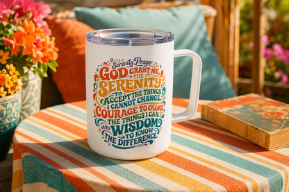 Serenity Prayer Insulated Mug with Lid 10oz