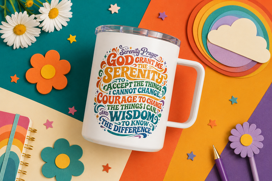 Serenity Prayer Insulated Mug with Lid 10oz