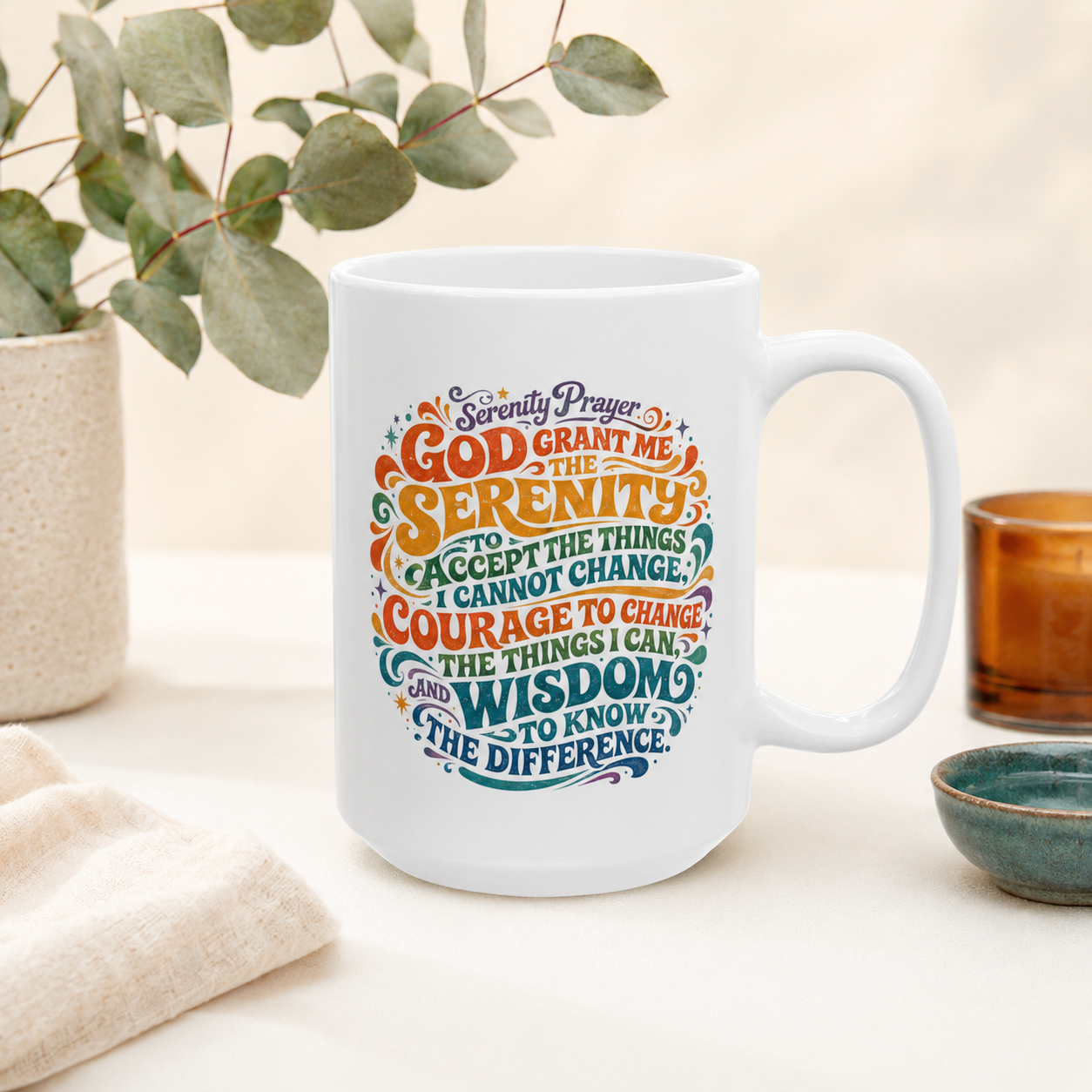 Good Vibes Colorful Retro Typography Mug | Ceramic Coffee Cup
