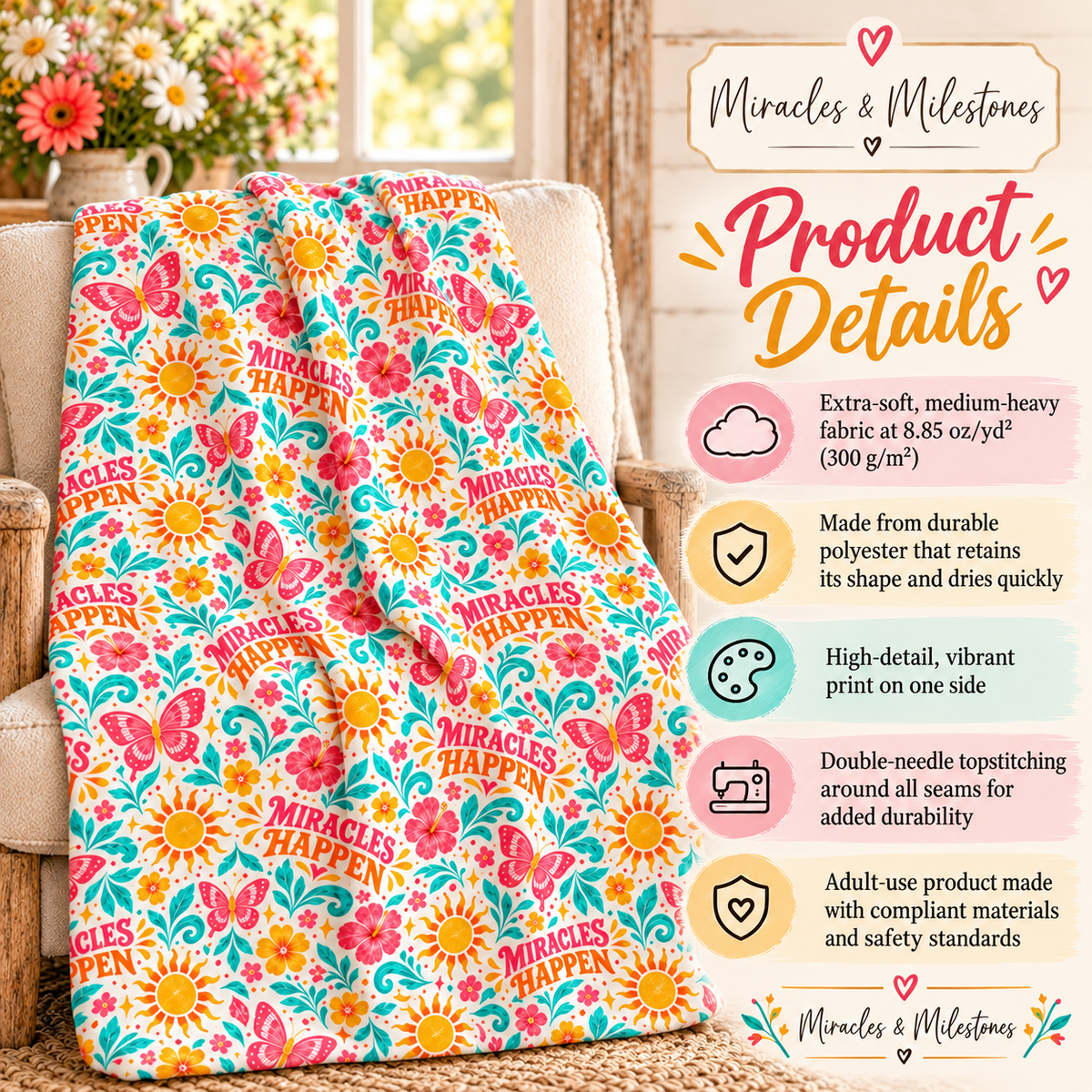 Miracles Happen Plush Velveteen Throw Blanket