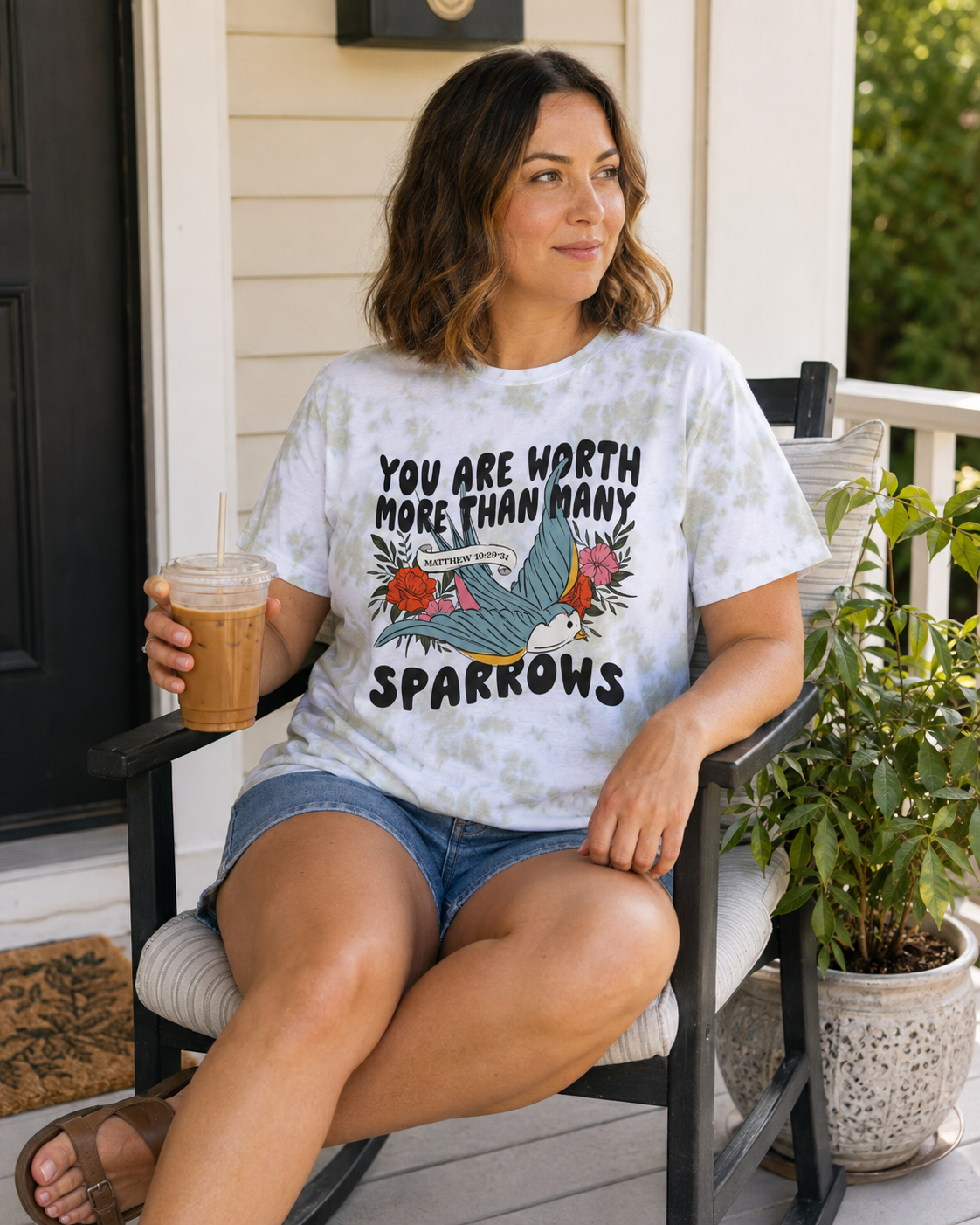You Are Worth More Than Many Sparrows Christian Tie-Dye Tee