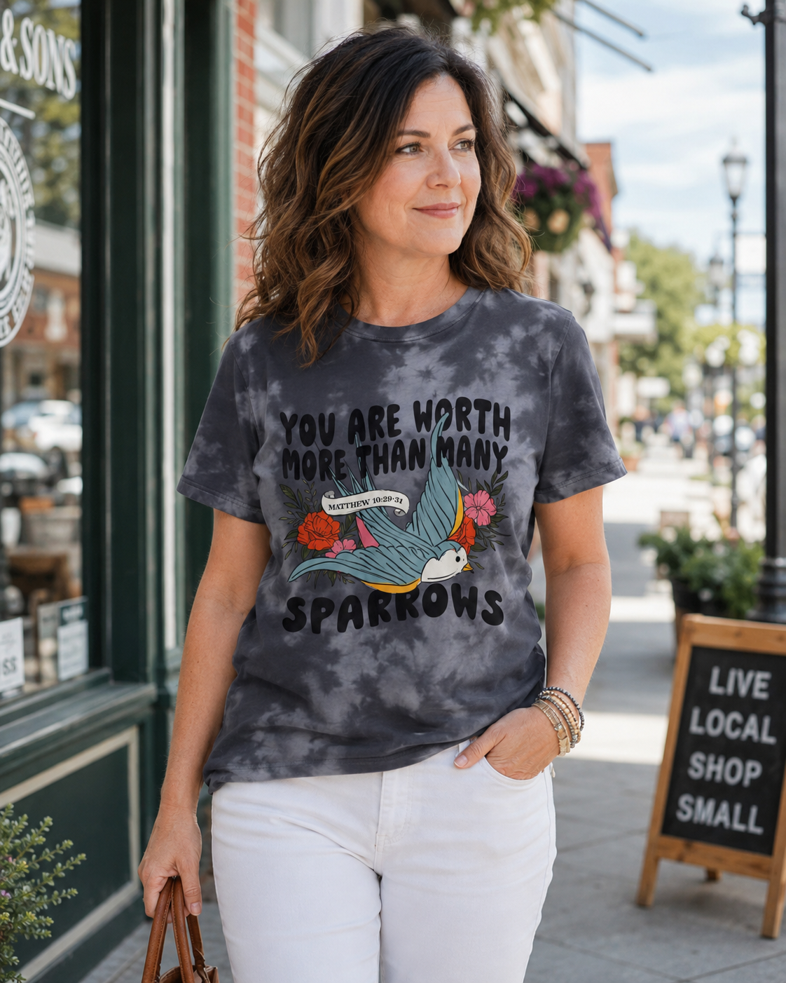 You Are Worth More Than Many Sparrows Christian Tie-Dye Tee