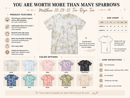 You Are Worth More Than Many Sparrows Christian Tie-Dye Tee