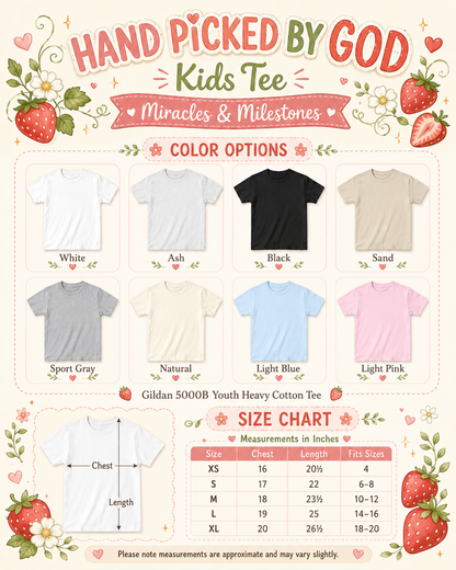 Hand Picked By God Kids T-Shirt | John 15:16 Strawberry Christian Tee
