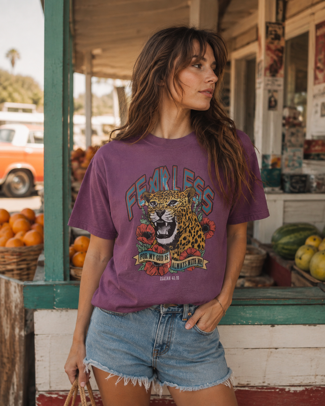 Fearless Leopard Isaiah 41:10 Comfort Colors Tee