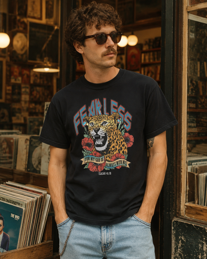 Fearless Leopard Isaiah 41:10 Comfort Colors Tee