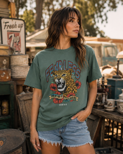 Fearless Leopard Isaiah 41:10 Comfort Colors Tee