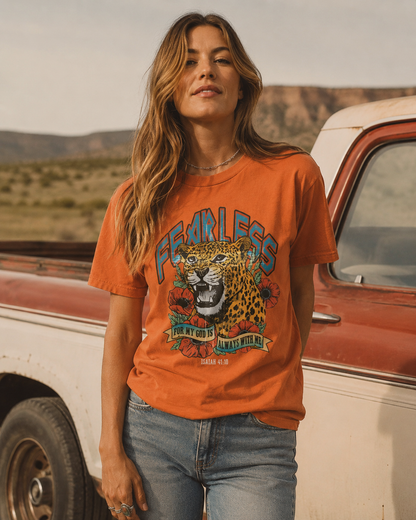 Fearless Leopard Isaiah 41:10 Comfort Colors Tee