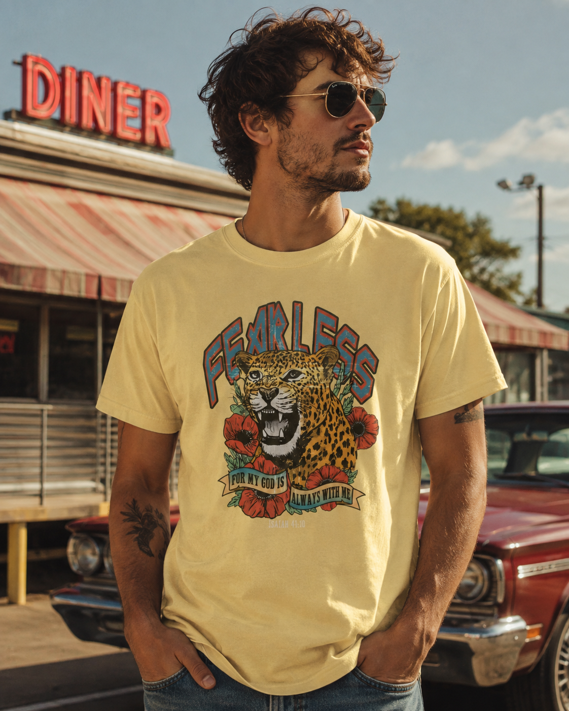 Fearless Leopard Isaiah 41:10 Comfort Colors Tee