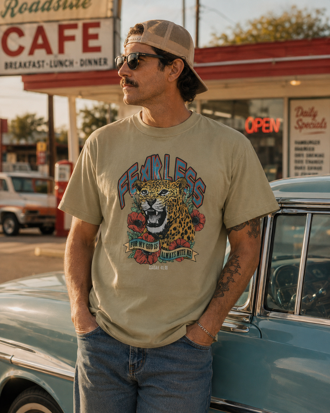 Fearless Leopard Isaiah 41:10 Comfort Colors Tee