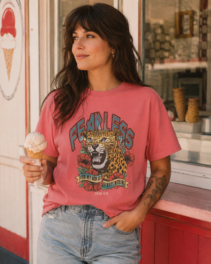 Fearless Leopard Isaiah 41:10 Comfort Colors Tee