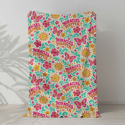 Miracles Happen Plush Velveteen Throw Blanket